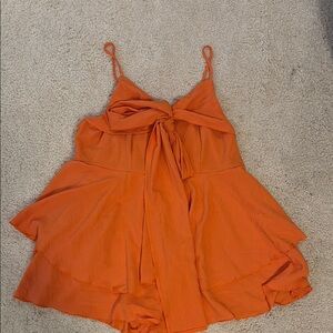 Orange Sleeveless Women's Romper